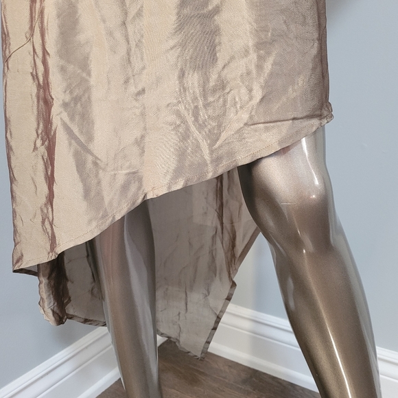 Asya Italian Design Sheer Tan High Low sleeveless Dress Small - Picture 5 of 13